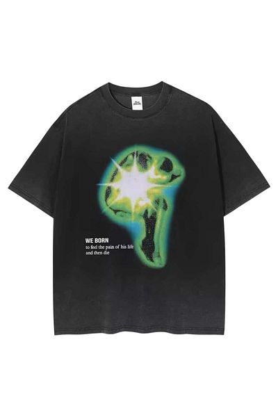 Gofeel Unisex We Born Washable Oversize Tshirt