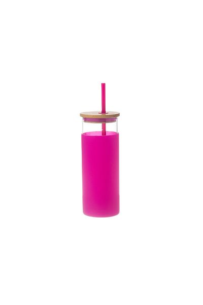 HIC glass cups with straw size 450 ml