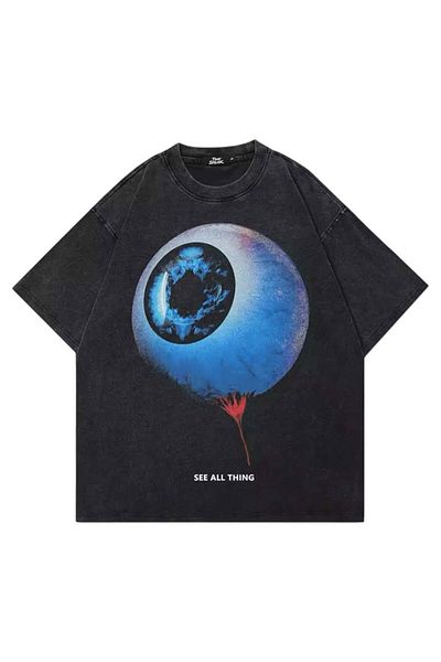 Gofeel Unisex See All Eye Washed Oversize Tshirt