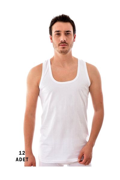 KEYAL Tutku 12 Pieces 0101 Men's Combed Cotton Undershirt White