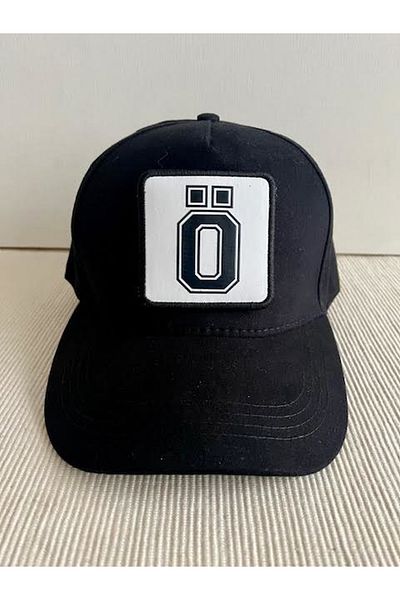 CosmoOutlet 100% Cotton Men's Black Hat with Letter O Adjustable Changeable Sticker on the Back