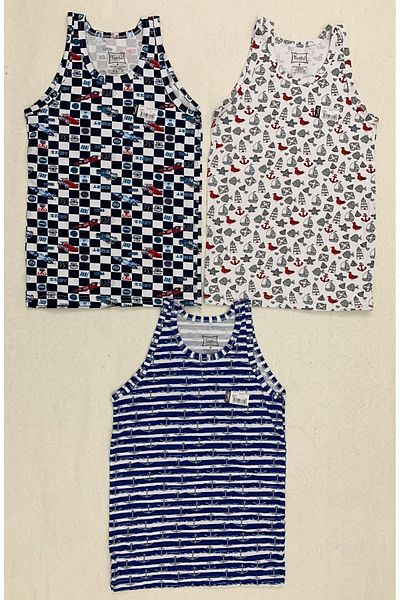 ENTAHA Tutku Boy's Colorful Cotton Combed Cotton Patterned Tank Top Set of 5