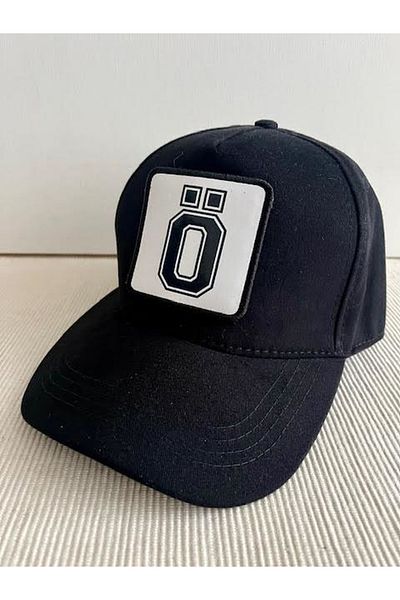CosmoOutlet 100% Cotton Men's Black Hat with Letter O Adjustable Changeable Sticker on the Back