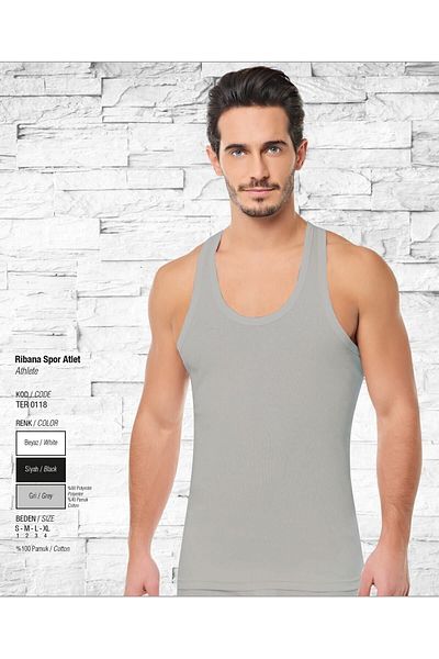 KEYAL Tutku Men's Elastane (Lycra) Sports Singlet 6 Pack Gray