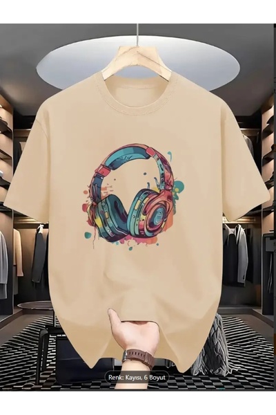 Derays Live Headset Printed Colorful Comfortable Fit Men's Oversize T-Shirt