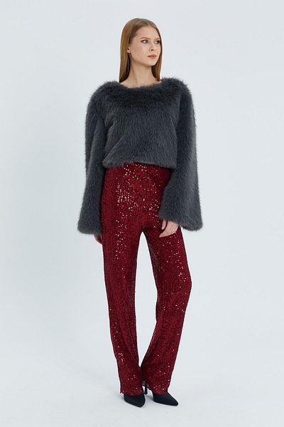 Shopping Shop Pantaloni cu paiete cu paiete burgundy