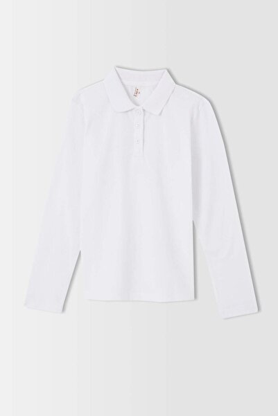 DeFacto J0010a6-fw Tricou cu mânecă lungă pentru fetiță cu gât polo