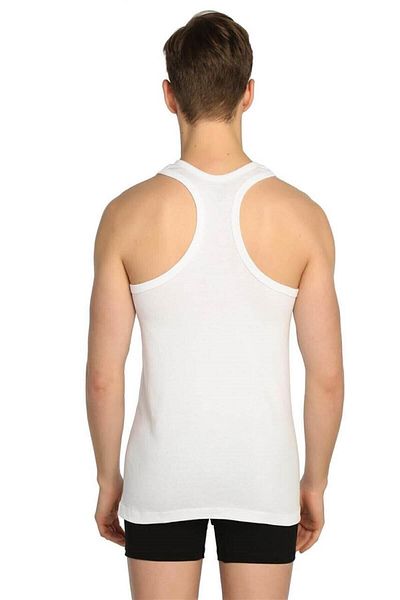 KEYAL Tutku Men's White 6-Piece Ribbed Lycra Sports Tank Top