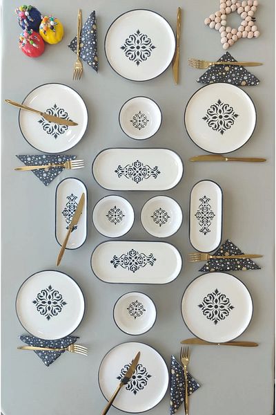 Borser Black 14 Piece Breakfast Set for 6 People (1)