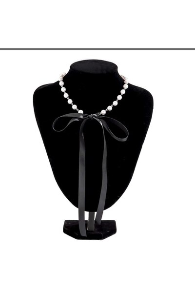 Shiklik MODA Satin Women's Necklace with Pearls to Complement Your Elegance