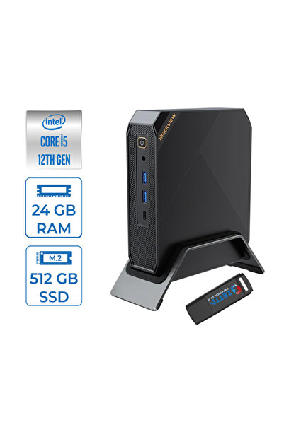 Blackview Intel Core I5 12450H 24GB 512GB SSD Windows 11 Pro Mini Bilgisayar MP200I5P04