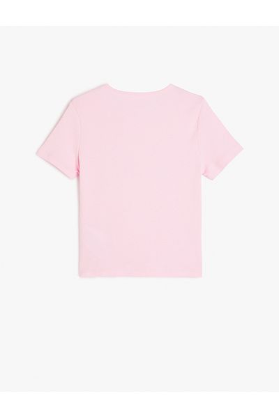 Koton Slogan Print Short Sleeve Slim Fit Crew Neck T-Shirt