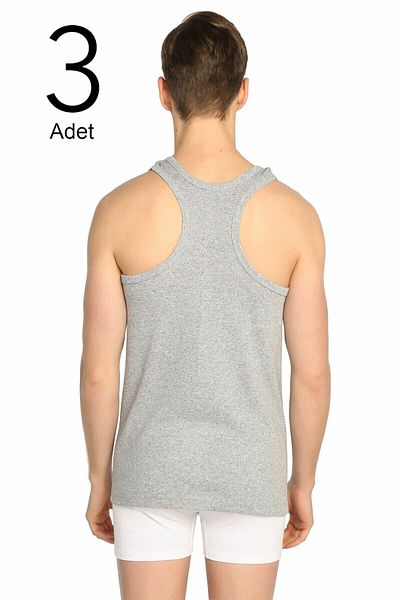 KEYAL Seher Men's Gray Straps 3 Pack Ribbed Sports Tank Top