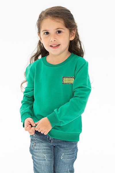 zepkids Crew Neck Long Sleeve Green Color Girl's Sweatshirt