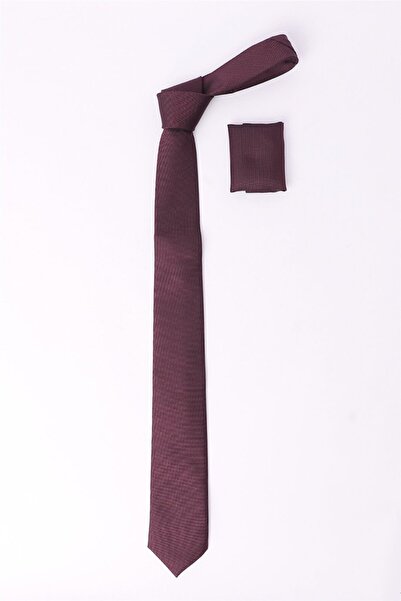 Tudors Obyčejná pánská vínová kravata s kapesníčkem