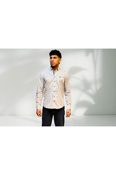 Campione Men's Small Fisher Patterned Italy Button Collar Marine Shirt 259709522