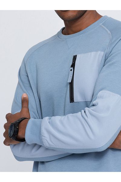 OMBRE Hanorac pentru bărbați cu mâneci reglan - albastru deschis V3 OM-SSNZ-0122 S
