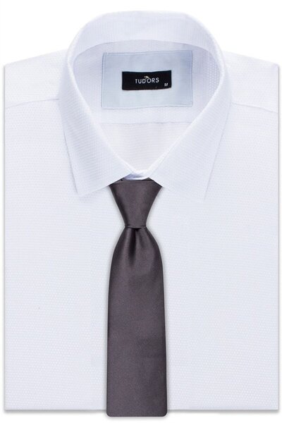 Tudors Düz İnce Gri Erkek Kravat