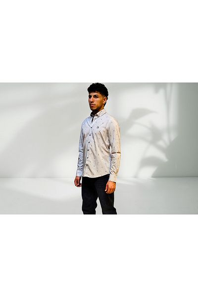 Campione Men's Small Fisher Patterned Italy Button Collar Marine Shirt 259709522