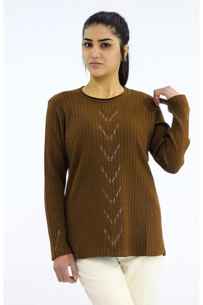 Tuğra Pulover din tricot cu guler crew