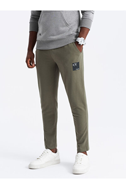 OMBRE Ανδρικό φούτερ με λογότυπο - olive V4 OM-PASK-0167 S