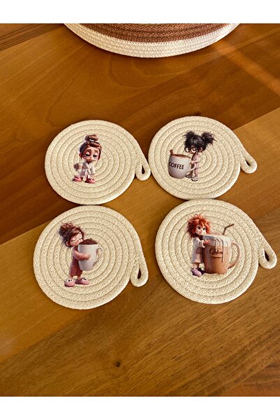 Nev Design 4'lü Bardak Altlığı, DFT Baskı, Mini supla, Amerikan servis