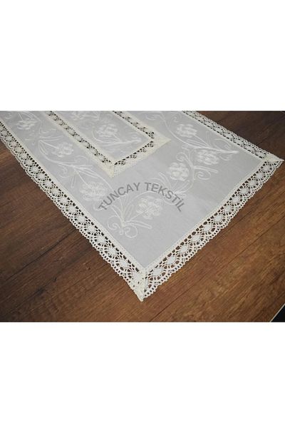TUNCAY TEKSTİL Suzani Embroidered Payed Silk Runner - Κάλυμμα τραπεζιού Ranır Drape