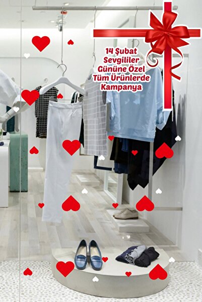 New Jargon Kurdela 14 Şubat Sevgililer Günü Kutlu Olsun Vitrin Dükkan Cam Süs...