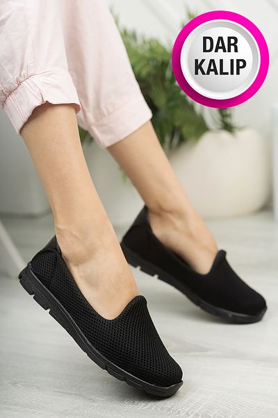 StWenn Pantofi de mers cu balerină sport pentru femei, talpă ortopedică ușoară, neagră