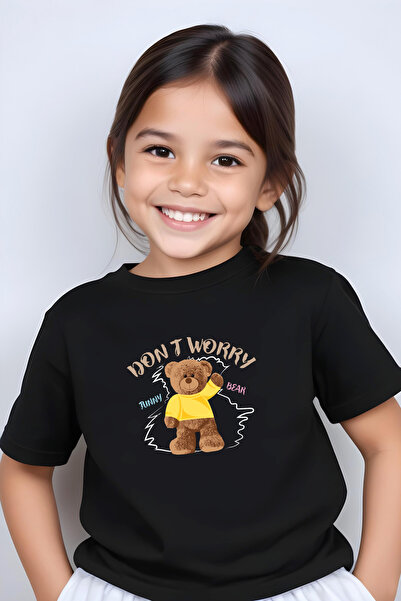 YA KO KİDS Tricou cu mânecă scurtă pentru fete cu imprimeu Don't Worry