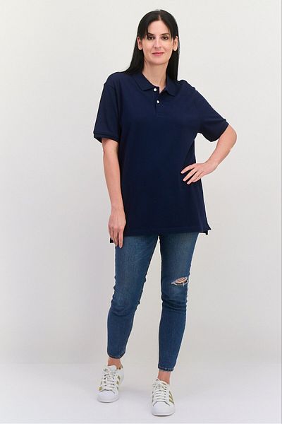 GAP Women Regular Fit Plain Short Sleeves Polo, Navy