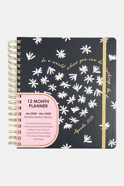 Votum 2025 Monthly And Weekly Planner Spiral Notebooks, Black