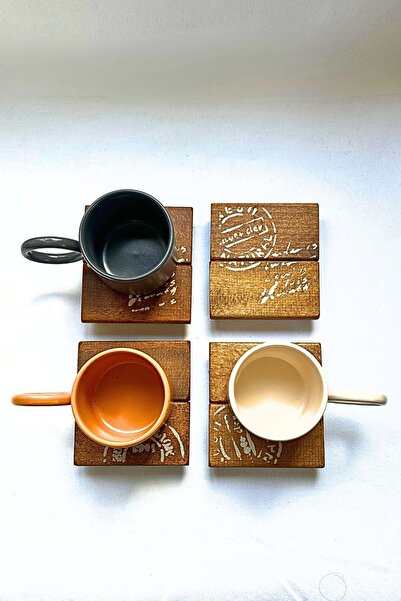 Bag The Joy Leftover - Set of 4 Brown 1St Grade Solid Wood Handmade Letter Pa...