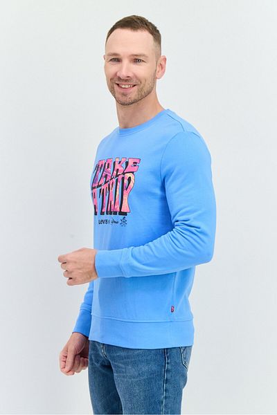 Levi's Men Crew Neck Long Sleeves Graphic Printed Sweatshirt, Blue