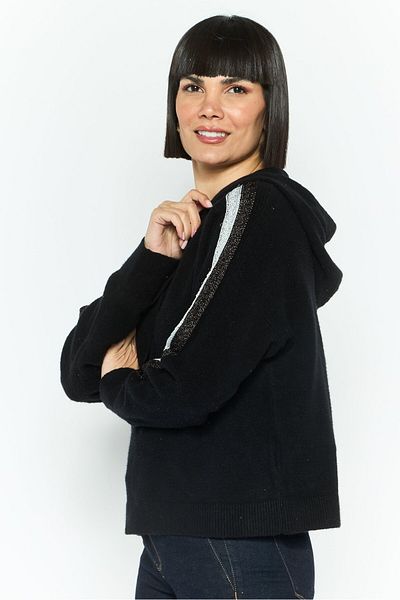Tommy Hilfiger Women Hooded Plain Long Sleeve Sweater, Black