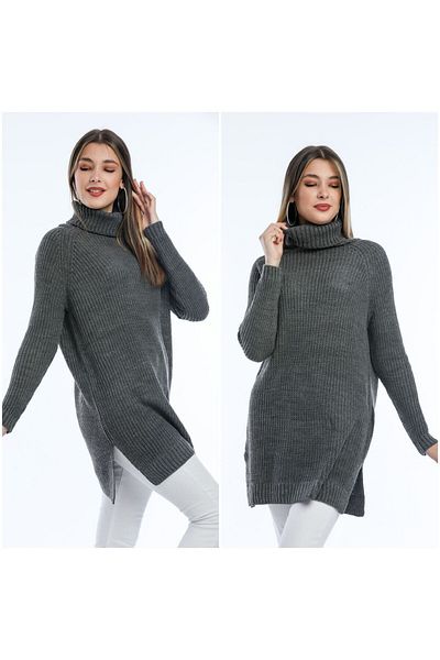 ALCHON Selanik Knit Gros Turtleneck - Pulover de bază cu mânecă lungă și tunică decupată