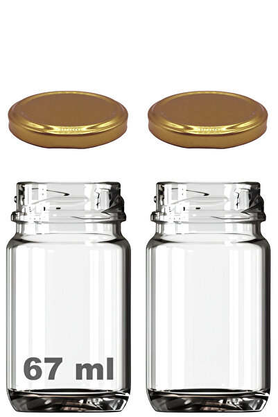 Afracam 67 ml Metal Gold Altın Kapaklı Shot Şişesi 67 Cc Şeffaf Küçük Kavanoz...