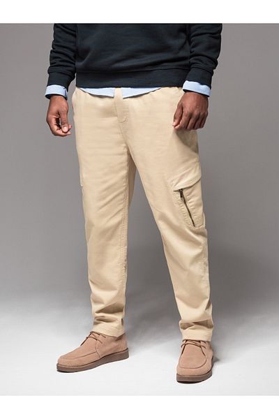 OMBRE Ανδρικά πλεκτά joggers με τσέπες φορτίου - κρέμα V1 OM-PAJO-0199 M