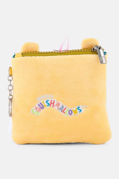 Squishmallows محفظة نقود معدنية من القطيفة ليونارد للبنات، مجموعة صفراء