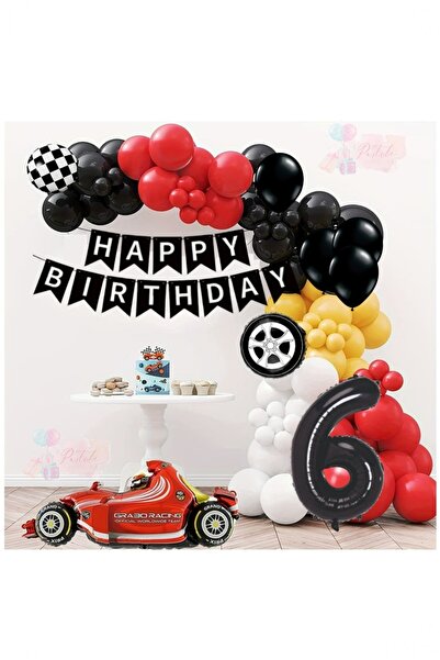 BİDOLUMUTLULUK Formula Yarış Arabası Folyo Balon Doğum Günü Balonları Parti K...