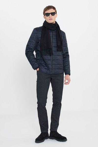ALTINYILDIZ CLASSICS Ανδρικό παλτό με μπλέ Navy Standard Fit Κανονική κοπή με γιακά με καπιτονέ μοτίβο με πλαϊνές τσέπες