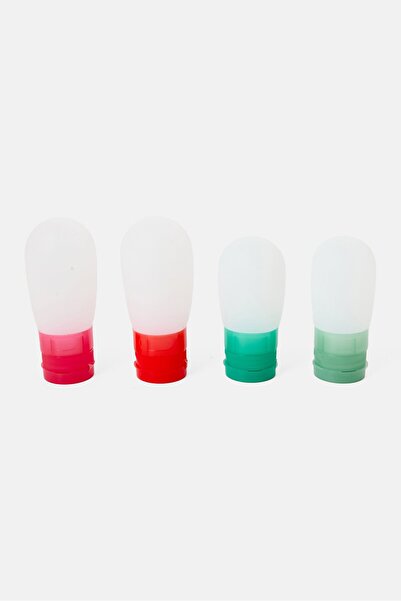 Miamica 4 Piece Silicone Travel Bottle Set, White Combo
