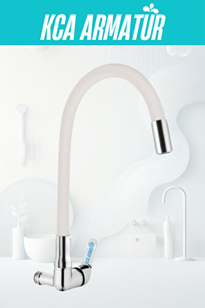 KCA ARMATÜR Kca Duvardan Tek Su Çıkışlı Beyaz Spiral Hareketli Borulu Mutfak ...
