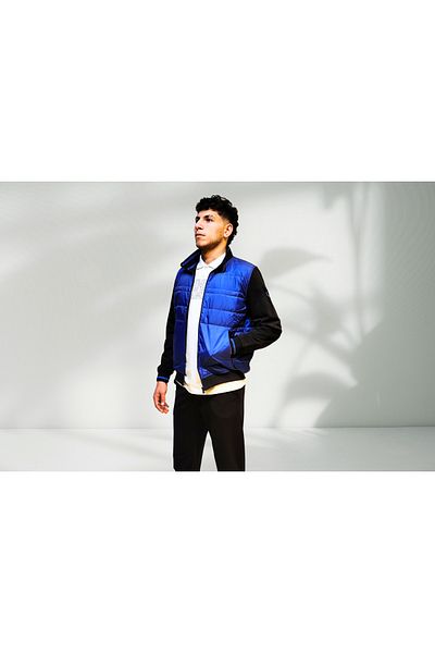 Campione Men's Black-Sax Quilted Right Neck Casual Sweat Jacket 257919204