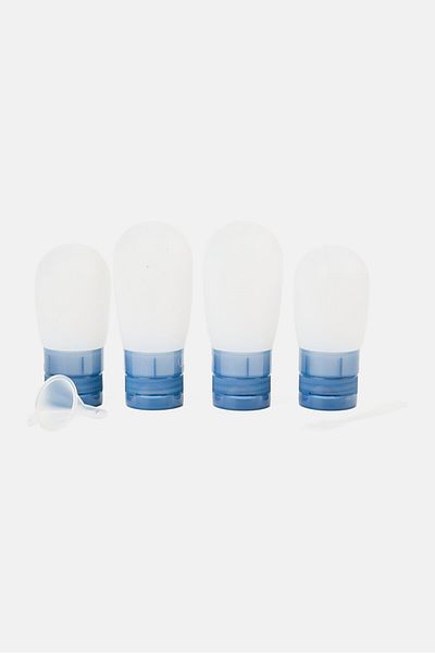 Miamica 4 Pieces Silicon Travel Bottle Set, Slate Blue