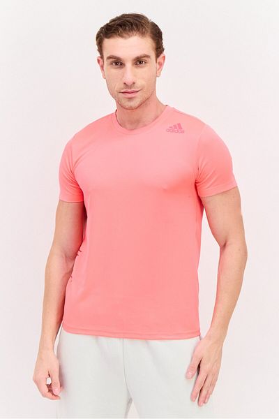 adidas Men Sportswear Fit Crew Neck Short Sleeve Training T Shirt, Fushia