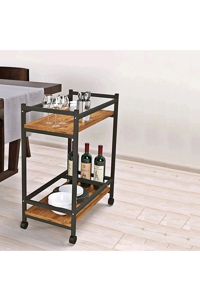 HOMS Serving table with wheels, Classic Homs, 81X34x61 cm, walnut-black
