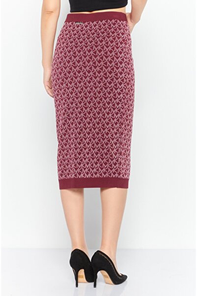 Michael Kors Women Brand Logo Casual Midi Skirts, Maroon