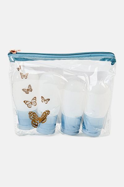 Miamica 4 Pieces Silicone Travel Bottle Set, Slate Blue