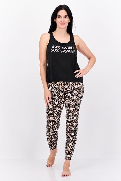French Affair Women 2 Pieces Graphic Print Pajamas Set, Multicolor